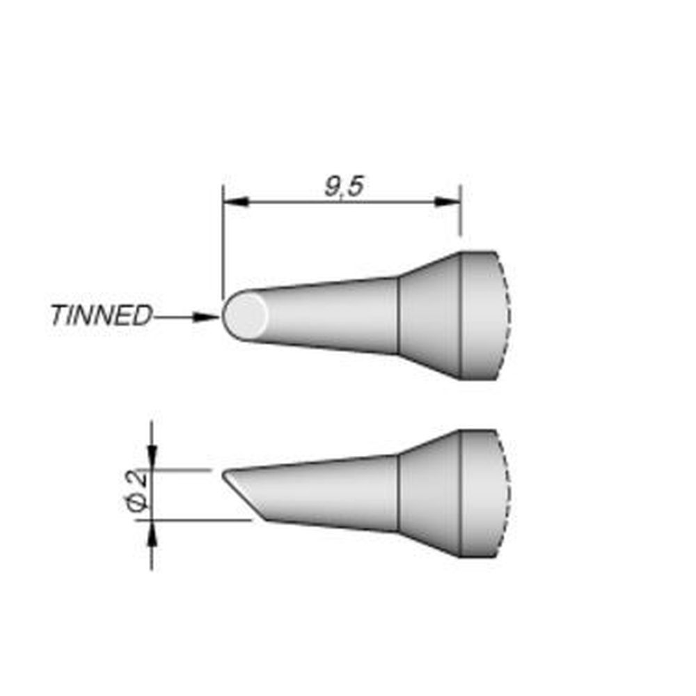 Наконечник JBC C245-102 скошенный 2,0 мм (покрытие на рабочей поверхности)