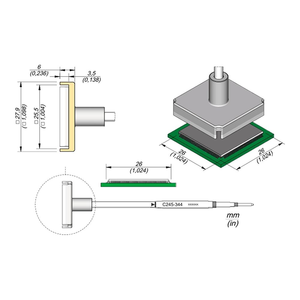 Наконечник JBC C245-344 QFP/PLCC 26 x 26 мм