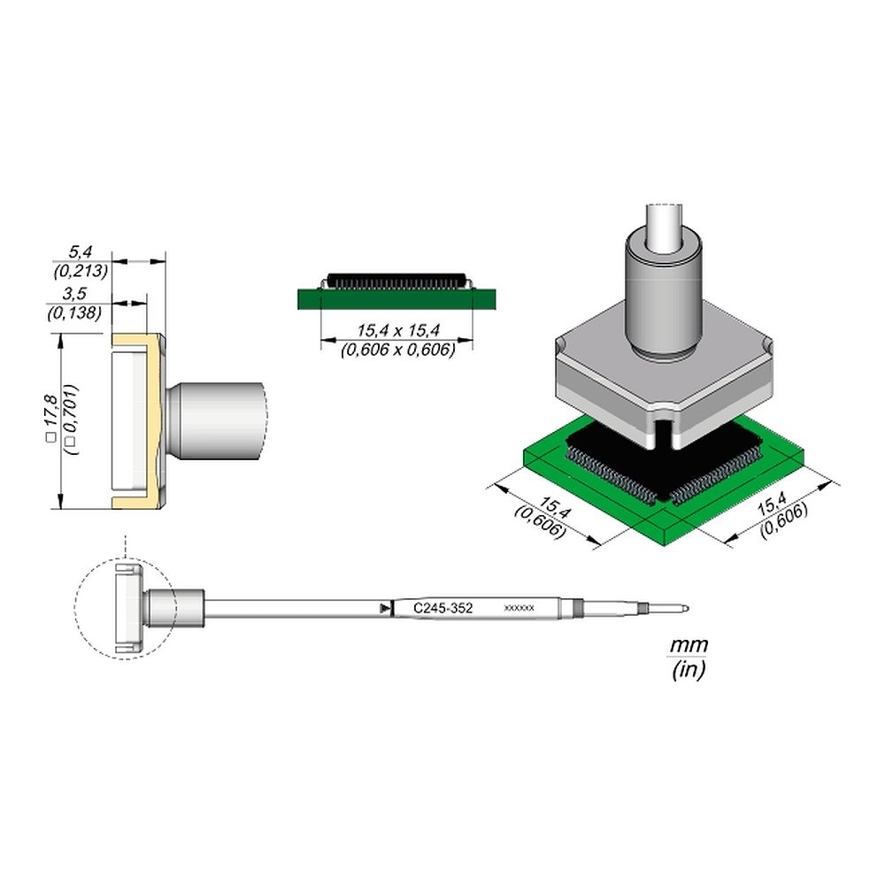 Наконечник JBC C245-352 QFP/PLCC 15,4 x 15,4 мм