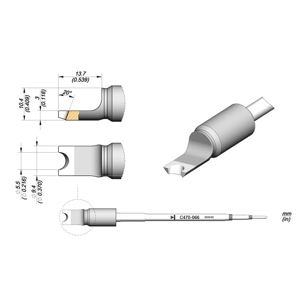 Наконечник JBC C470-066 для пайки кабелей и соединений 5,5 мм