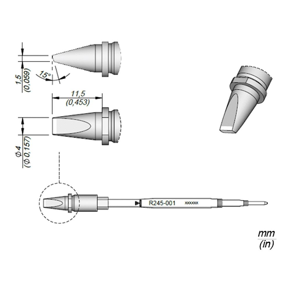 Наконечник JBC R245-007 клиновидный 4,0 х 1,5 мм
