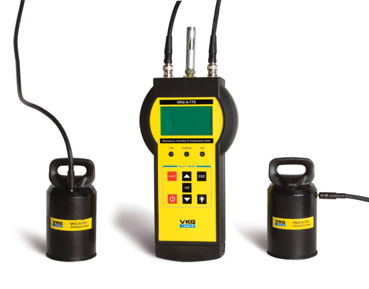 Прибор измерения поверхностного сопротивления покрытий и относительной влажности воздуха VKG A-770